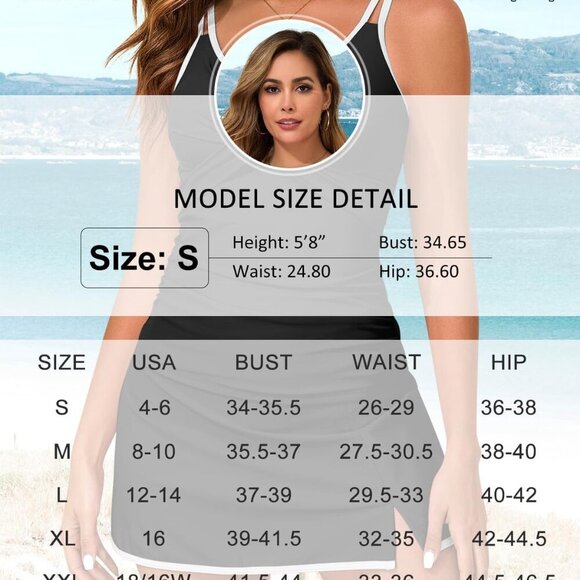 New Blue Tankini Swimsuit with Skirt - Medium - Picture 7 of 7